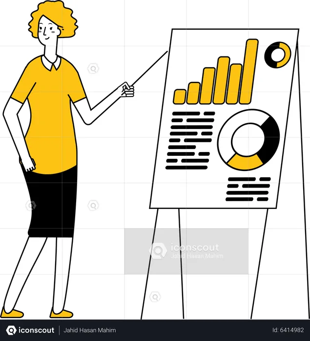 Wirtschaftsassistentin präsentiert Statistiken  Illustration