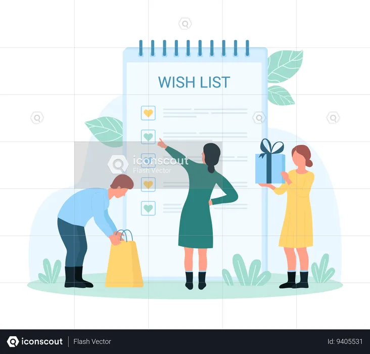 Wishlist For Shopping  Illustration