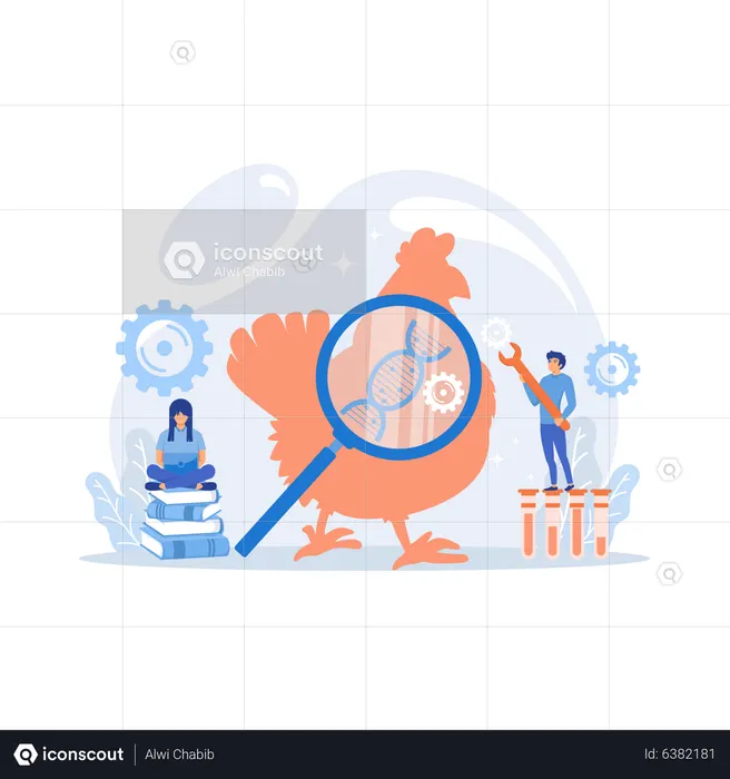 Wissenschaftler arbeiten mit riesiger DNA eines Huhns  Illustration