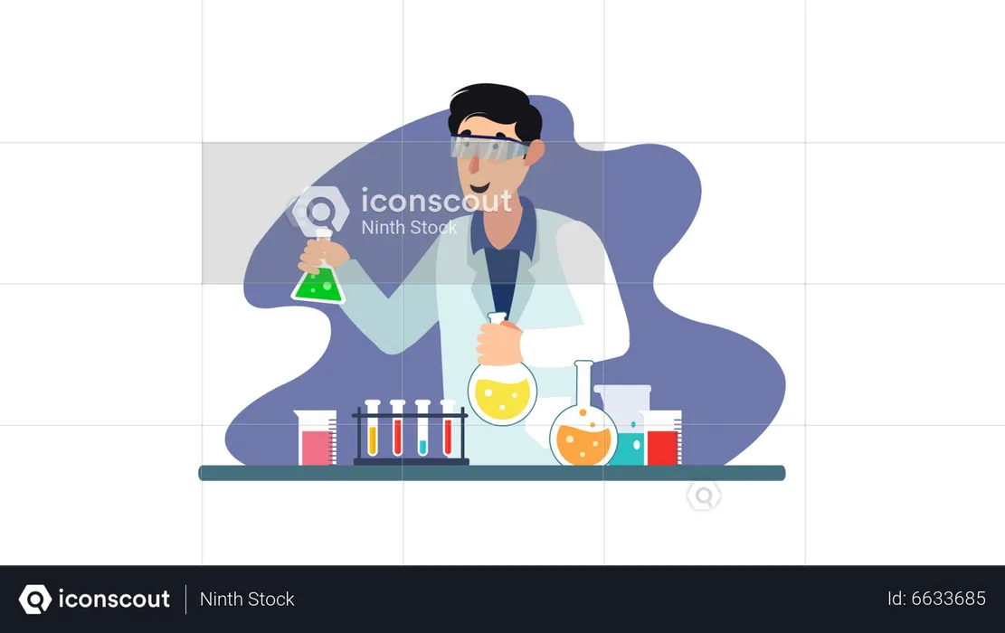 Wissenschaftler machen Experiment  Illustration