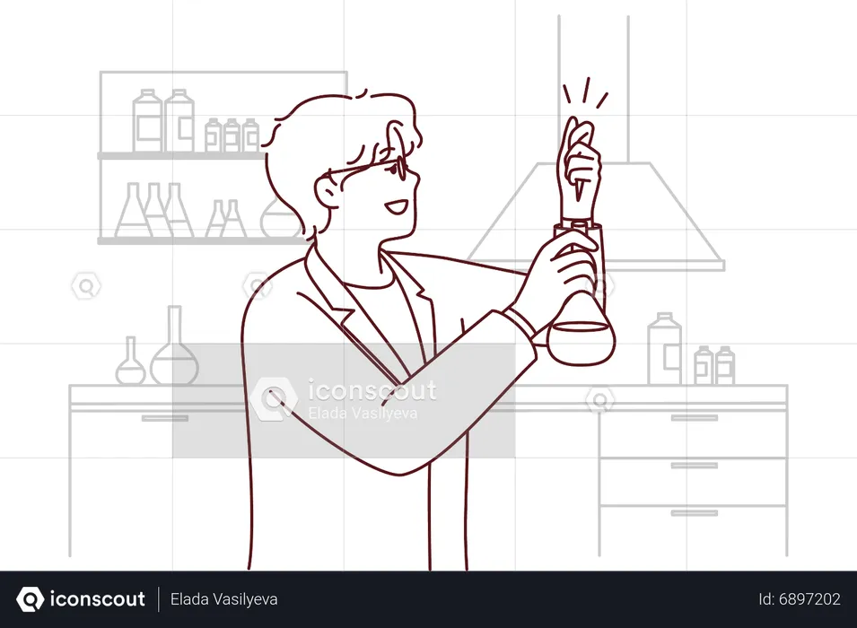 Wissenschaftler machen Experiment mit Flüssigkeit  Illustration