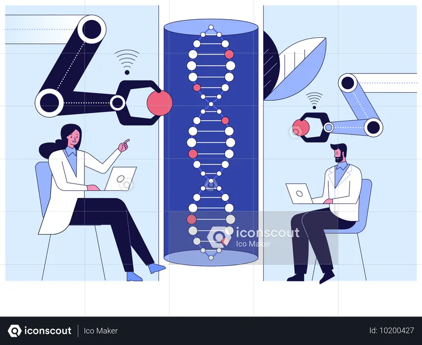 Wissenschaftler nutzen Robotertechnologie als Hilfsmittel bei der DNA-Forschung  Illustration