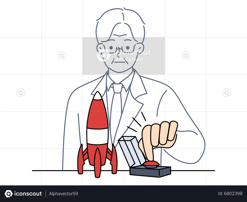 Wissenschaftler starten Rakete  Illustration