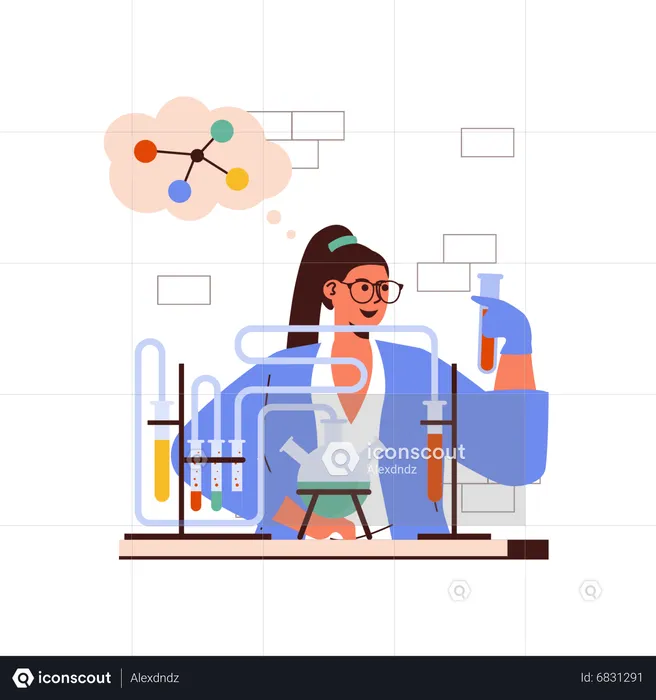 Wissenschaftlerin experimentiert im Labor  Illustration