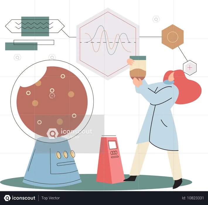 Wissenschaftlerin testet Erdboden  Illustration