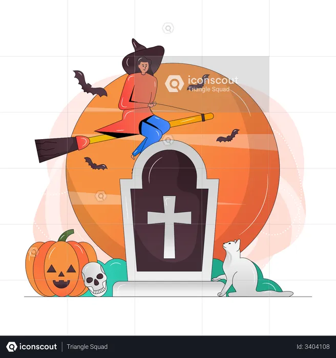 Witch at the Graveyard  Illustration