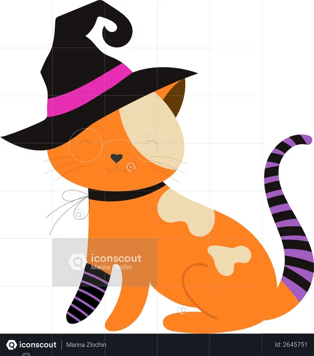 Witch cat  Illustration