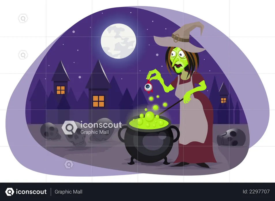 Witch doing black magic  Illustration
