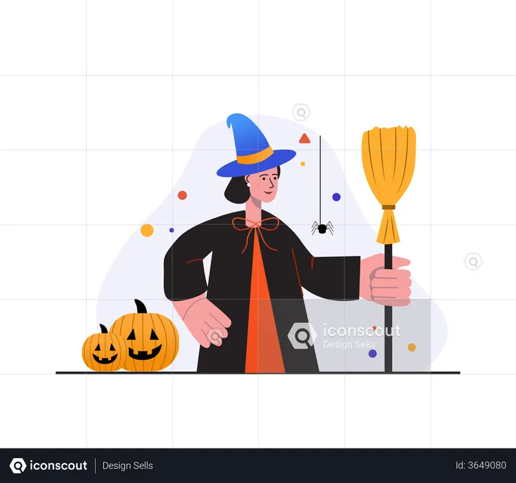 Witch preparing for dark magic  Illustration