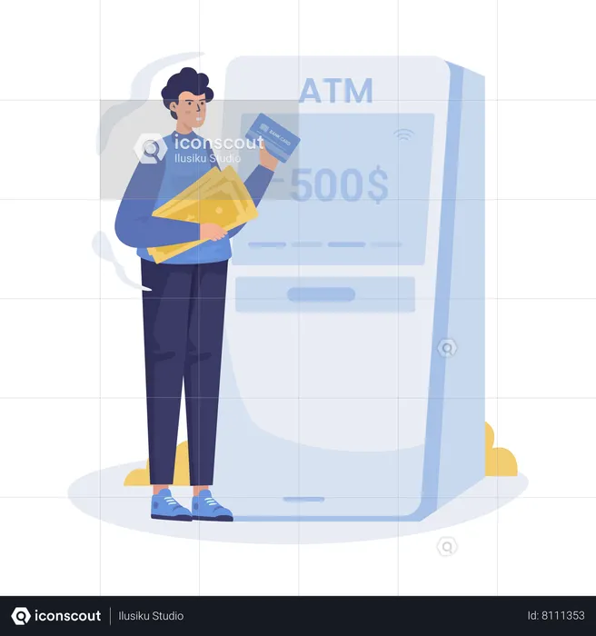 Withdraw cash at an ATM  Illustration