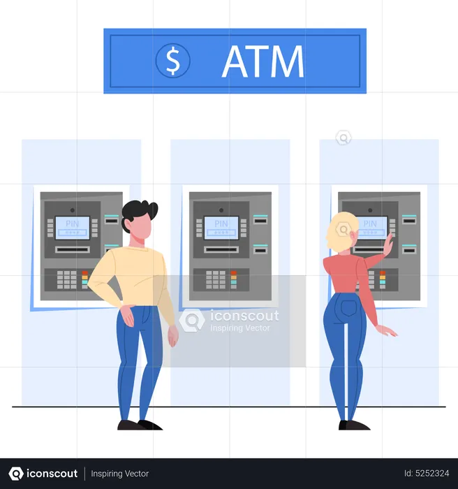Withdraw cash from ATM machine  Illustration