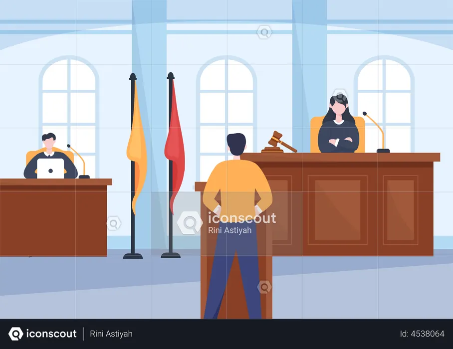 Witness in court room  Illustration