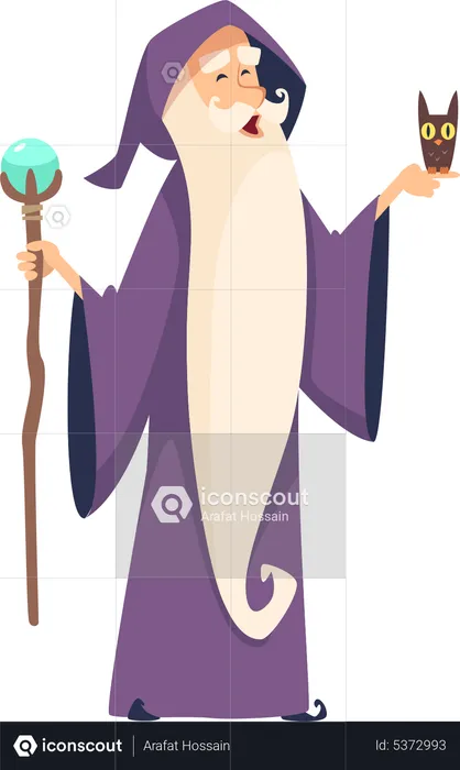 Wizard Holding Wooden and o  Illustration