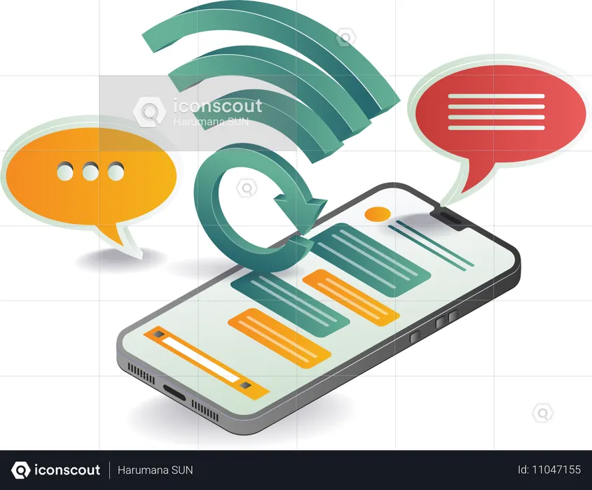 WLAN-Internetsignal für Social-Media-Smartphones  Illustration