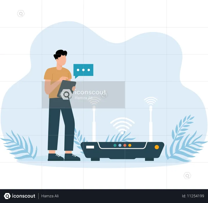 Vom Mitarbeiter eingerichteter WLAN-Router  Illustration