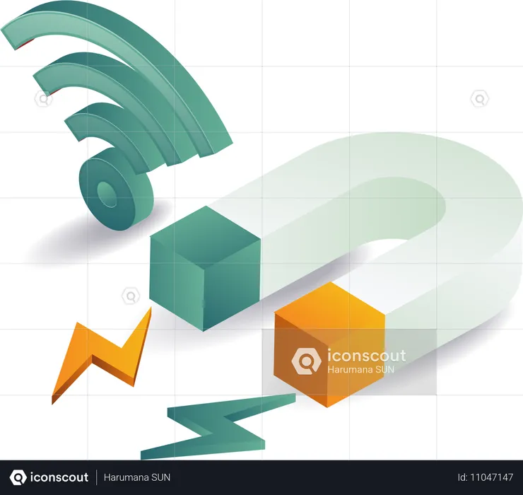 WLAN-Signal mit Business-Magnet  Illustration