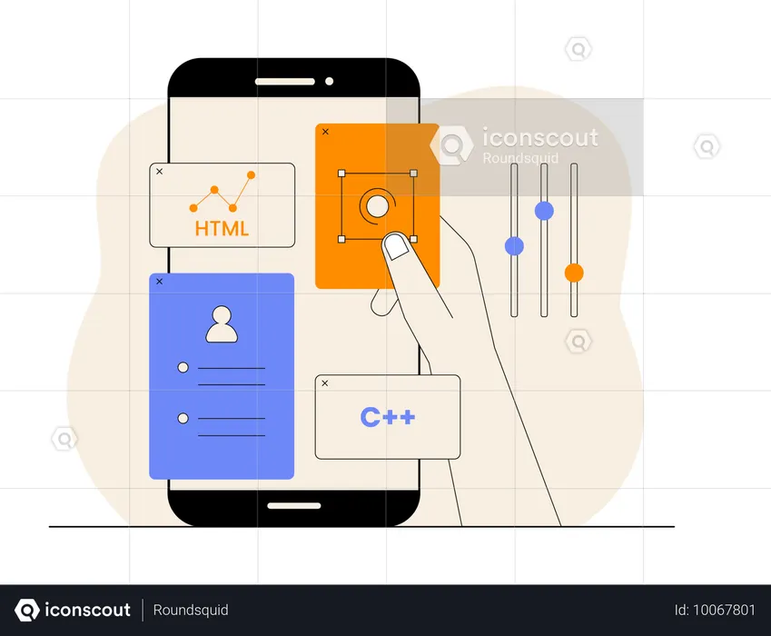 WMobile app coding and analysis  Illustration