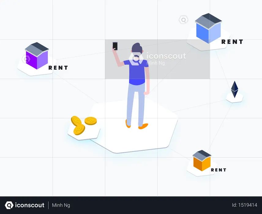 Apartment Rent Blockchain-Plattform  Illustration