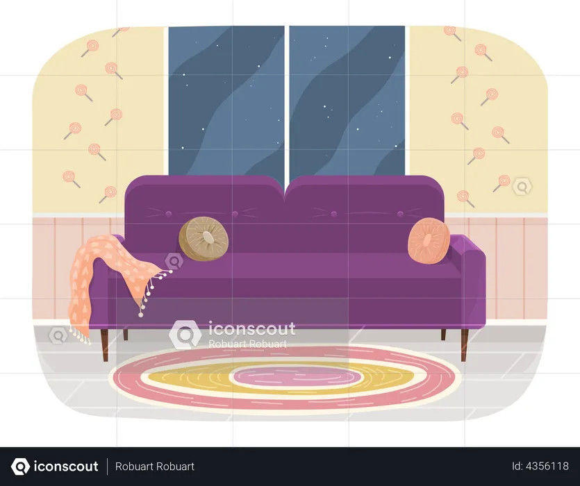 Wohnzimmer mit Sofa  Illustration