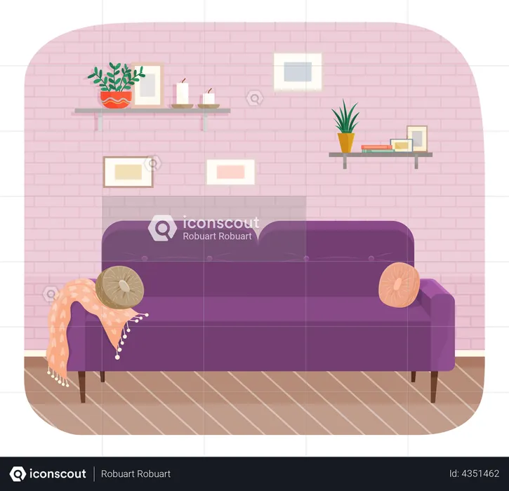 Wohnzimmer mit Sofa  Illustration