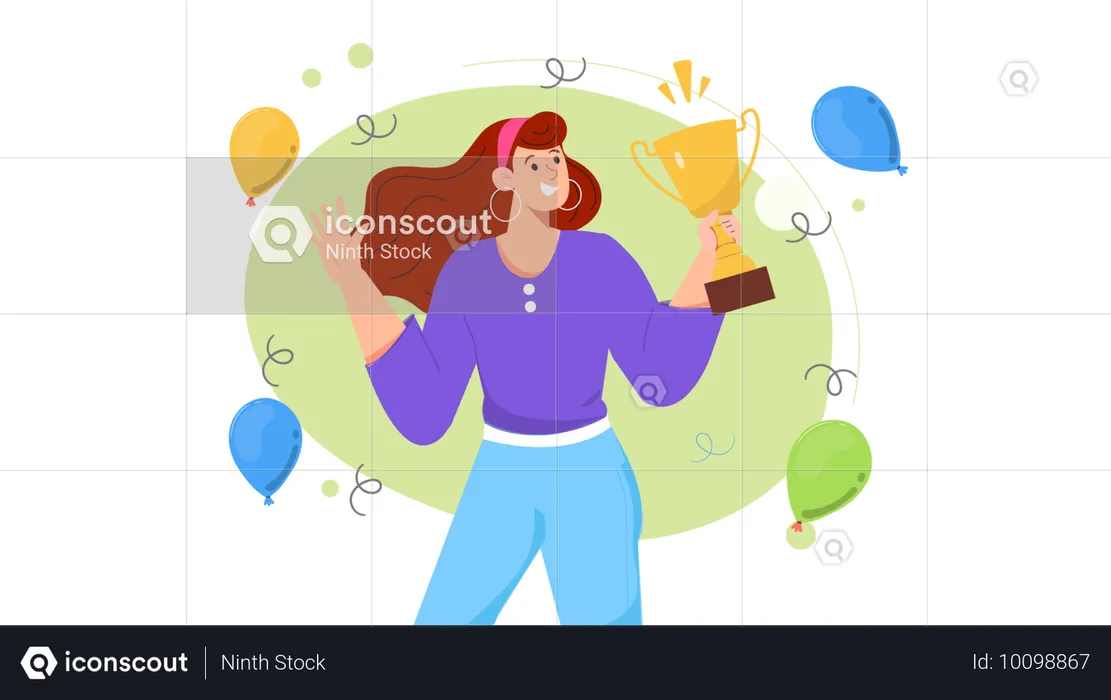 Woman achieving best employee award  Illustration