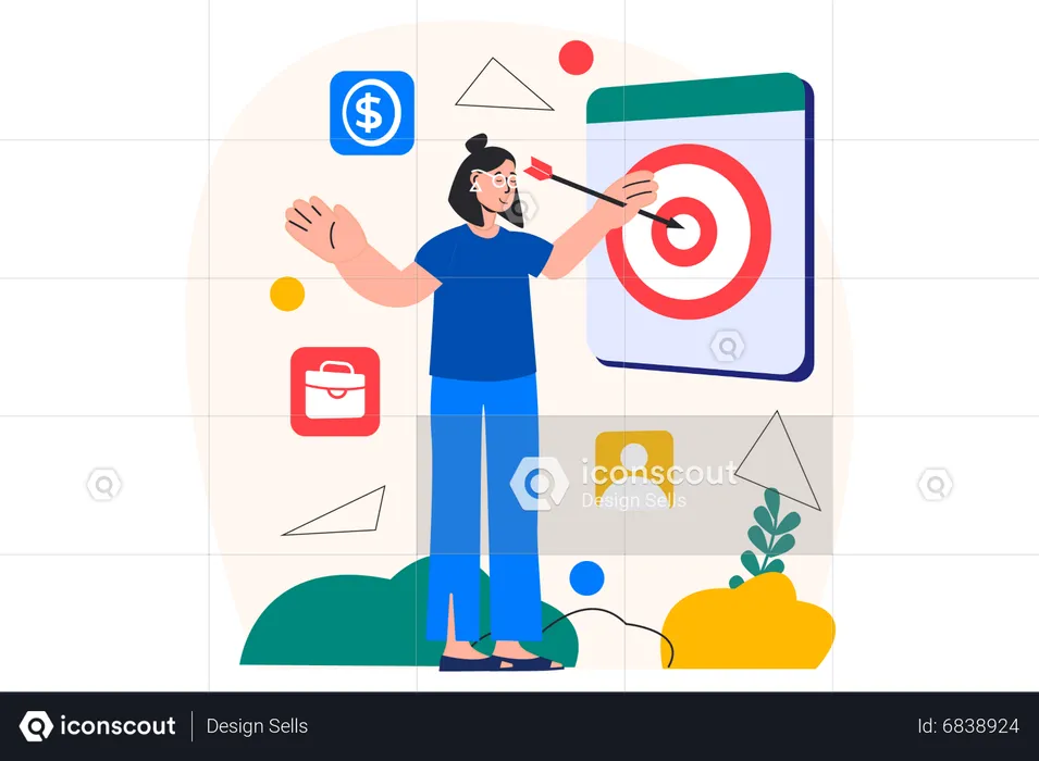 Woman achieving target  Illustration