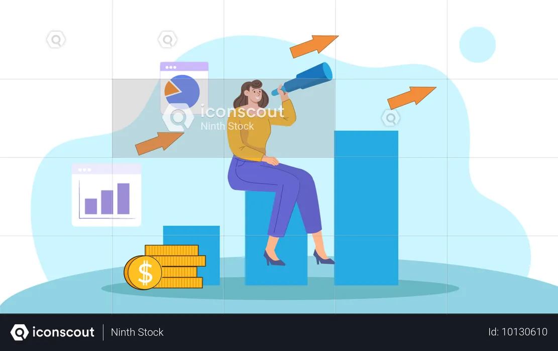 Woman achieving target  Illustration