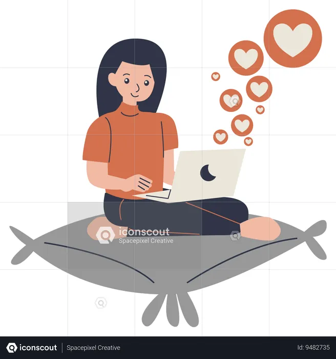 Woman activities on social media  Illustration