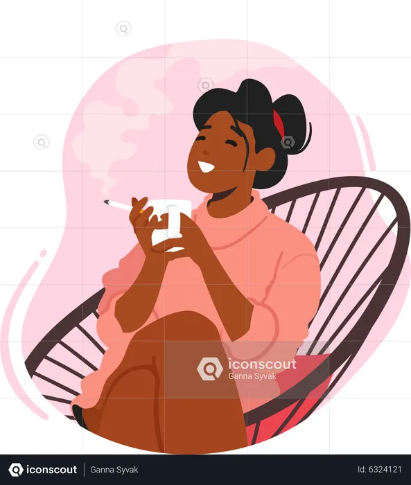 Woman addicted to smoking  Illustration