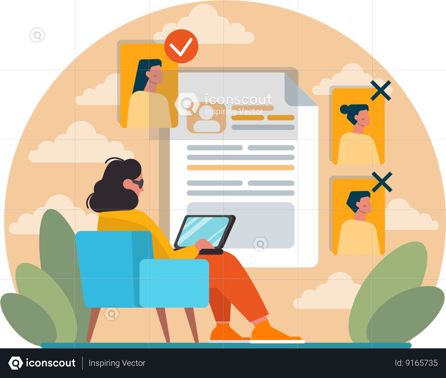 Woman Adding Photo In Resume Illustration - Woman Adding Photo In Resume Illustration Download Svg Png Gif File Formats Add Edit Cv Pack Business Illustrations 9165735