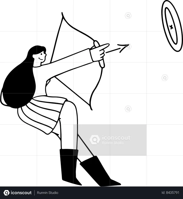 Woman aiming to hit target  Illustration