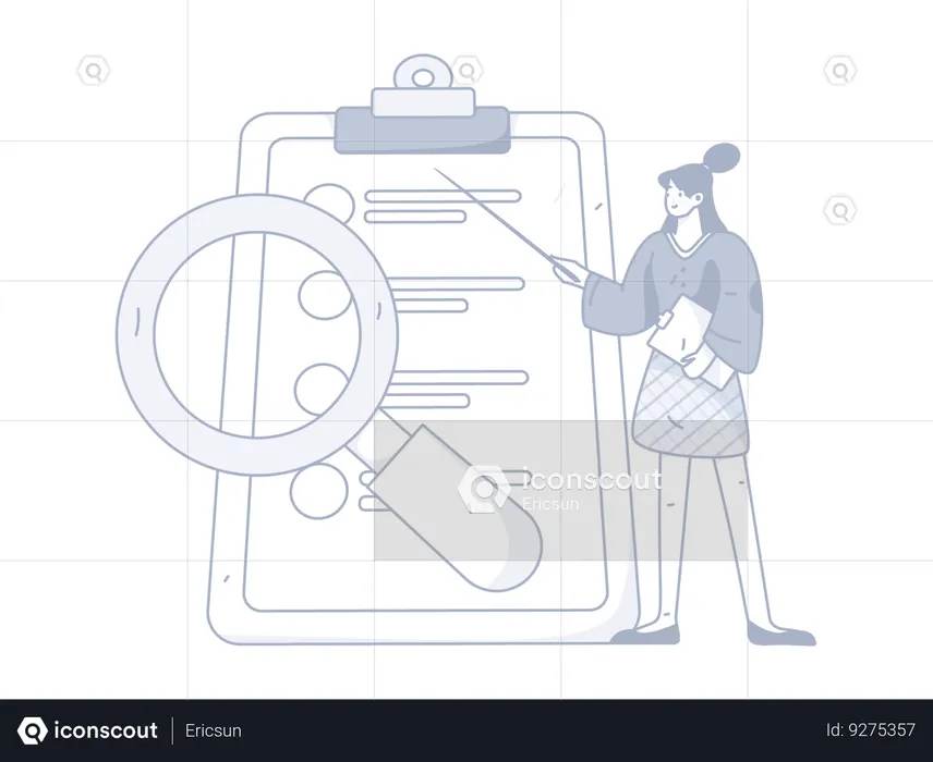 Woman analyze list  Illustration