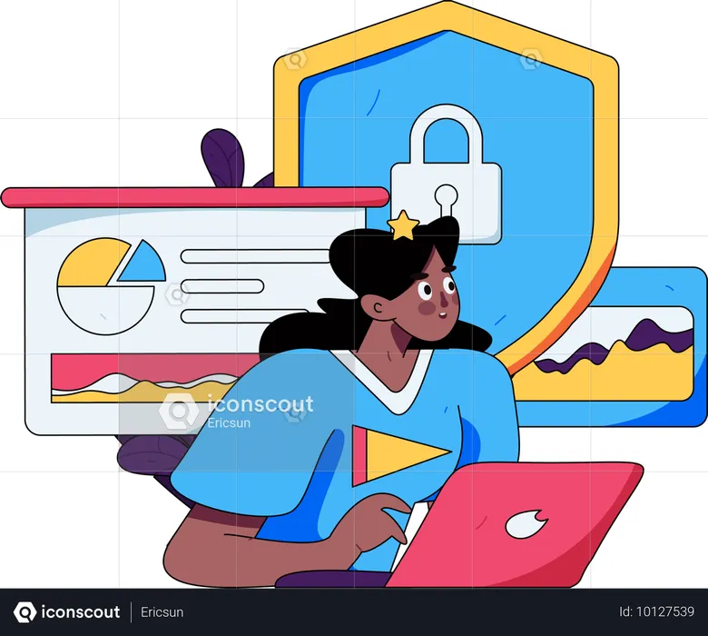 Woman analyze security  Illustration