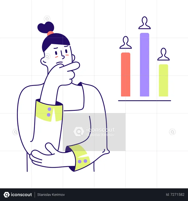 Woman analyzes user feedback  Illustration