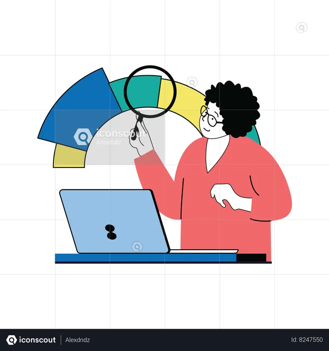 Woman analyzing business data  Illustration