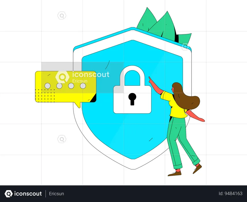 Woman analyzing data security  Illustration