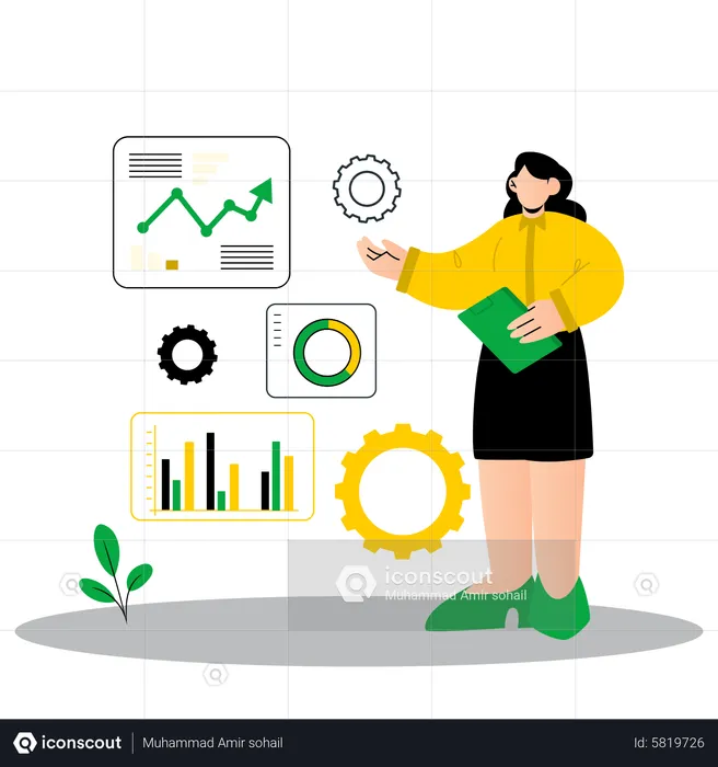 Woman analyzing marketing graph  Illustration