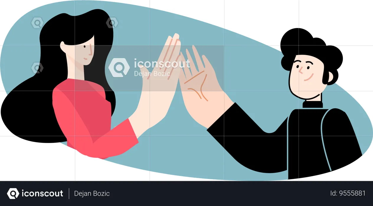 Woman and man giving highfive  Illustration