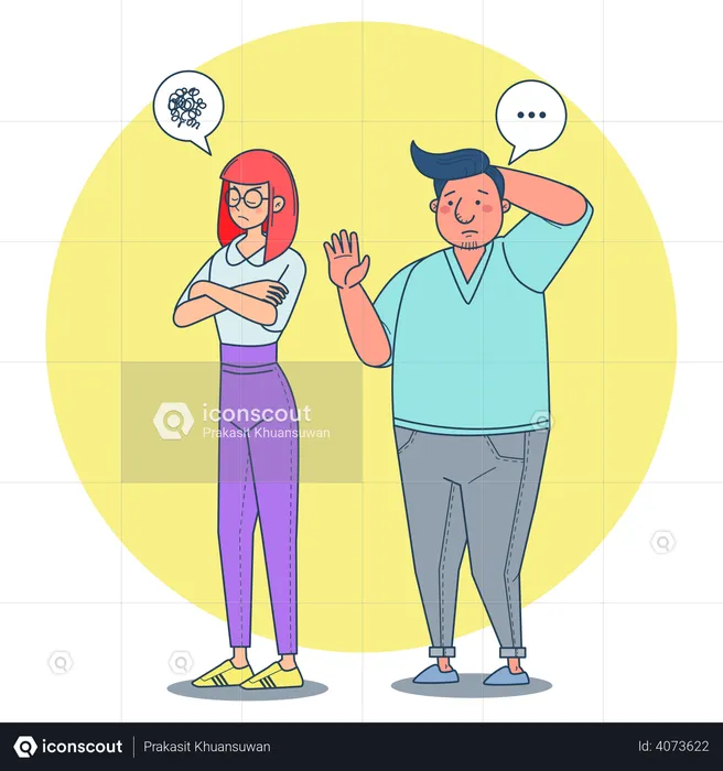 Woman angry at young man  Illustration
