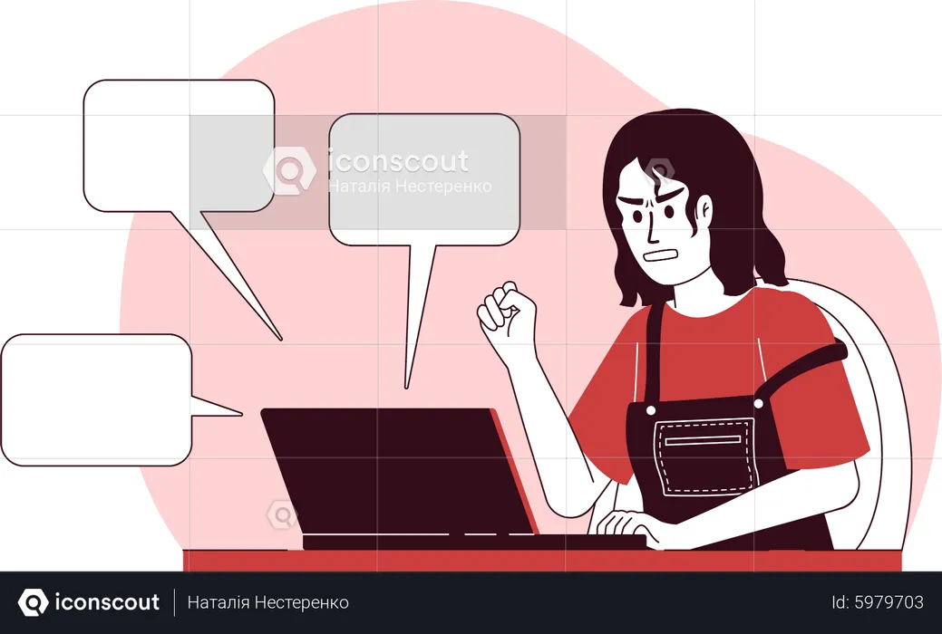 Woman angry of ads amount  Illustration