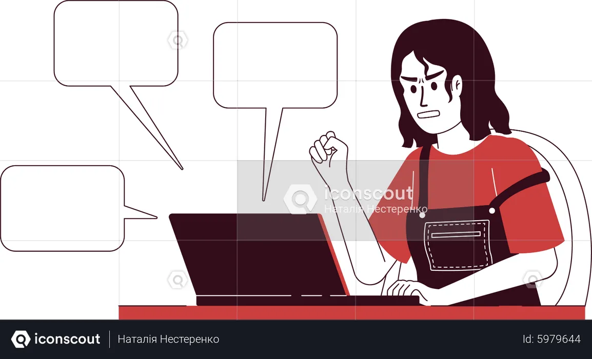 Woman angry of ads amount  Illustration