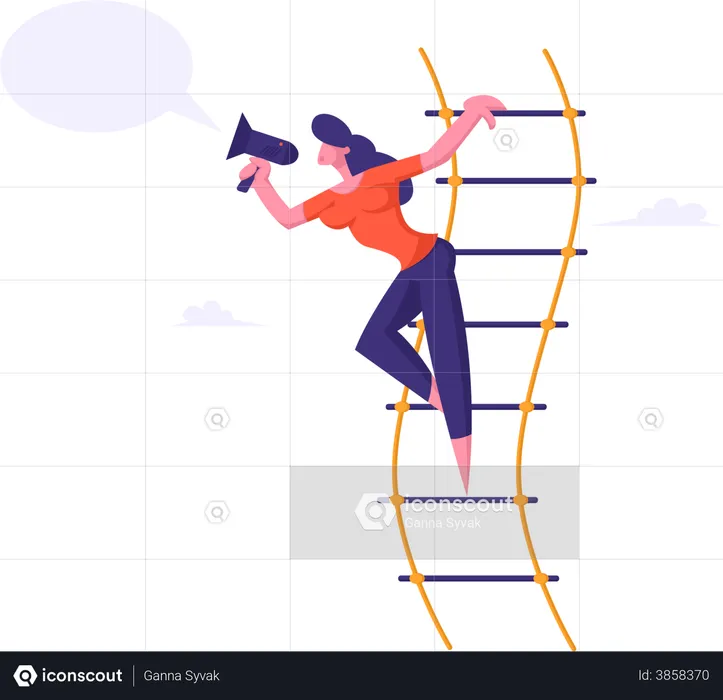 Woman announcing in megaphone  Illustration