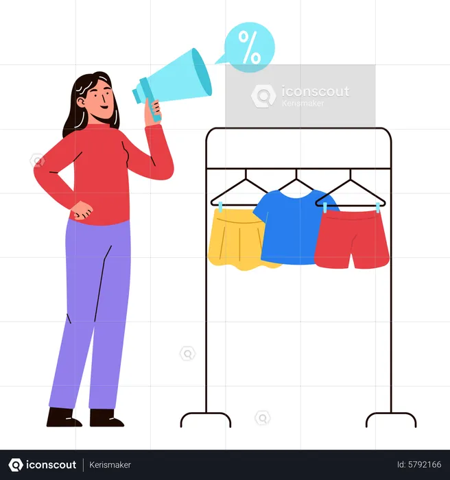 Woman announcing sale  Illustration