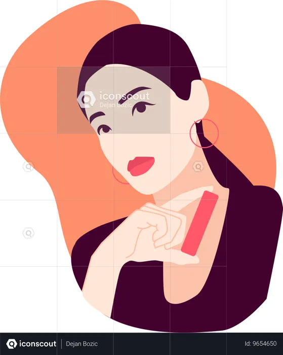 Woman applies face lotion  Illustration