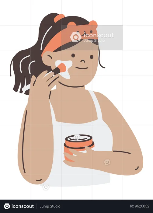 Woman applies face mask cream  Illustration