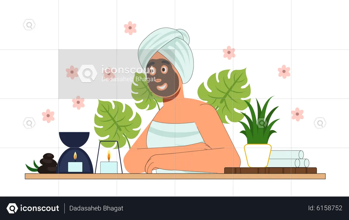 Woman apply face mask  Illustration