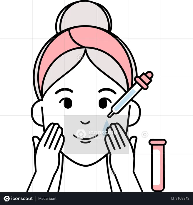 Woman Apply Serum  Illustration