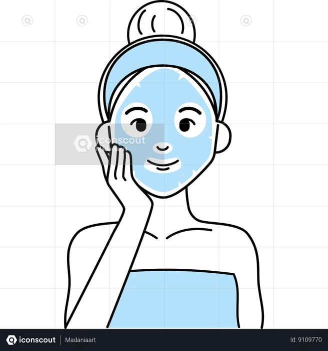 Woman Apply Sheet Mask  Illustration