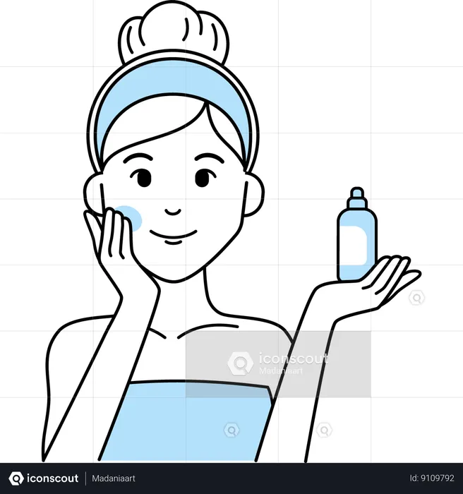 Woman Apply Toner  Illustration