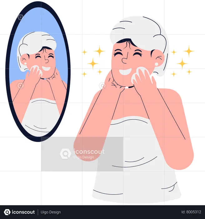 Woman applying facial cream  Illustration